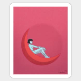 Girl on the Moon Sticker